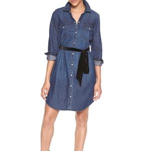 Gap denim long sleeve button down shirt dress XS